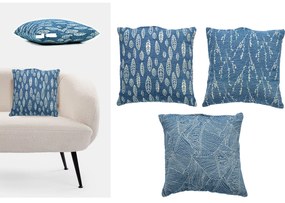 Μαξιλάρι Jacquard Μπλε/Λευκό 100% πολυεστέρας 45x45cm Σε 3 Σχέδια-06512674