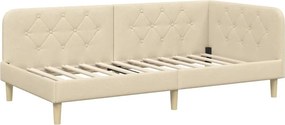 vidaXL Κρεβάτι Γωνίας Κρεμ 100 x 200 cm ύφασμα