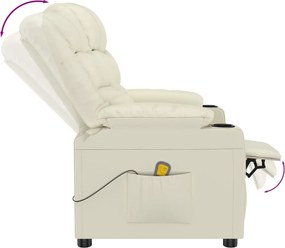 vidaXL Πολυθρόνα Μασάζ Κρεμ από Συνθετικό Δέρμα