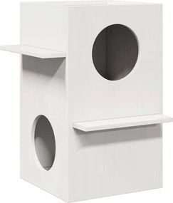 vidaXL σπιτάκι για γάτες Λευκό 43x43x60 cm από μασίφ ξύλο πεύκο
