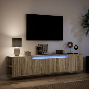 Έπιπλο Τοίχου Τηλεόρασης με LED Sonoma Δρυς 180x31x39,5 εκ. - Καφέ