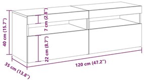 Έπιπλα Τηλεόρασης με LED 2 τεμ. Γκρι 60 x 35 x 40 εκ. - Γκρι