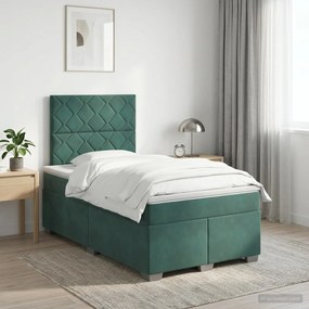 vidaXL Κρεβάτι box spring με στρώμα Σκούρο Πράσινο 120 x 190 cm