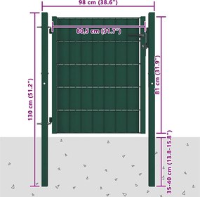 vidaXL Πόρτα Περίφραξης Πράσινη 100x81 εκ. από PVC και Ατσάλι
