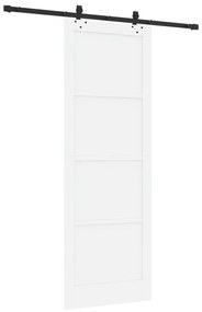 vidaXL Συρόμενη Πόρτα με Σετ Στοιχείων Λευκή 83x232 εκ. Στερεό Ξύλο Πεύκο