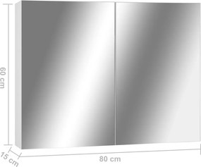 vidaXL Καθρέφτης Μπάνιου με Ντουλάπι Λευκό 80 x 15 x 60 εκ. από MDF