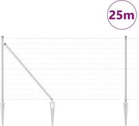 vidaXL Τεντώτο με στήριγμα Ασημί 1 x 25 m Ατσάλι