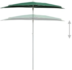 vidaXL Ομπρέλα Κήπου Μισή με Ιστό Πράσινη 180 x 90 εκ.