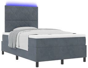 vidaXL Κρεβάτι με ελατήρια με στρώμα Σκούρο Γκρι 120 x 190 cm Βελούδο