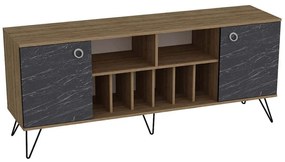 Μπουφές Lorenz 875ZNA3507 180x44,8x78,6cm Marble Effect Black-Walnut Μοριοσανίδα, Μελαμίνη