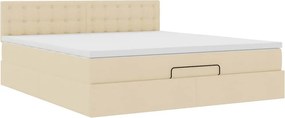 vidaXL Οθωμανικό κρεβάτι με στρώμα Cream 180x200cm ύφασμα