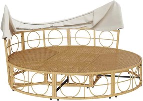 vidaXL Εξωτερική Lounge κρεβάτι με θόλο και μαξιλάρια Poly Rattan