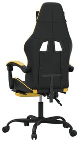 Καρέκλα Gaming Μασάζ Υποπόδιο Μαύρο/Χρυσό από Συνθετικό Δέρμα - Μαύρο