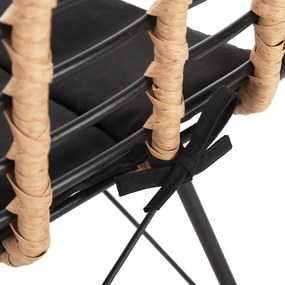 Καρέκλα ALLEGRA C5691.11 Μεταλλική με Wicker Μπεζ - Μαύρο 51x54x84Υεκ. 51x54x84 εκ.