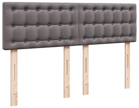 vidaXL Κρεβάτι Boxspring με Στρώμα Γκρι 140x200εκ. από Συνθετικό Δέρμα