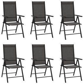 Καρέκλες Κήπου Πτυσσόμενες 6 τεμ. Μαύρες από Textilene