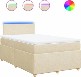 vidaXL Κρεβάτι Boxspring με Στρώμα Κρεμ 120x190 εκ. Υφασμάτινο