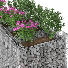 vidaXL Ανασηκωμένο κρεβάτι gabion 2 pcs Ασημί