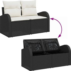 vidaXL Σετ Καναπέ Κήπου 8 pcs Μαύρο και Λευκό συνθετικό ρατάν