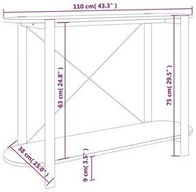vidaXL Τραπέζι Κονσόλα Μαύρο 110 x 38 x 75 εκ. Επεξεργασμένο Ξύλο