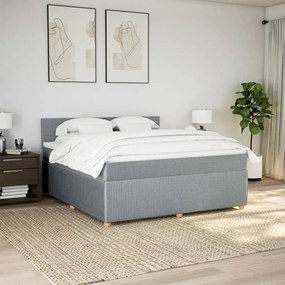 vidaXL Κρεβάτι Boxspring με Στρώμα Ανοιχτό Γκρι 180x200 εκ. Υφασμάτινο