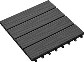 vidaXL Πλάκα Κατασκευής 3D Σχεδίαση 11 pcs Μαύρο 30 x 30 cm WPC