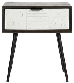 Κομοδίνο DKD Home Decor 45 x 38 x 50 cm Μαύρο Μέταλλο Λευκό Ξύλο από Μάνγκο Wengue