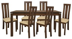 Σετ Τραπεζαρίας C10090 7τμχ Καρυδί με Τραπέζι Ανοιγόμενο &amp; 6 Καρέκλες