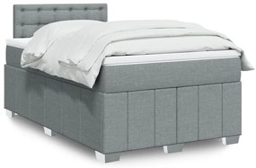 vidaXL Κρεβάτι Boxspring με Στρώμα Ανοιχτό Γκρι 120x190 εκ. Υφασμάτινο
