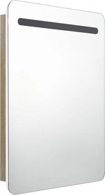 vidaXL Καθρέφτης Μπάνιου με Ντουλάπι &amp; LED Λευκό/Δρύς 60x11x80 εκ.