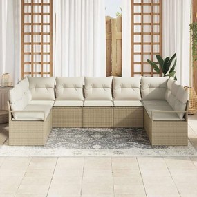 vidaXL Σετ Καναπέ Κήπου 7 pcs Μπεζ Πολυ ράταν