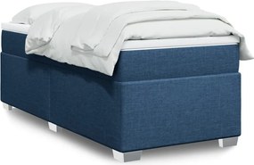 vidaXL Κρεβάτι Boxspring με Στρώμα Μπλε 90x200 εκ.Υφασμάτινο