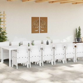 vidaXL Σέτ φαγητού για κήπο 13 τμχ. Λευκό Rattan Polt