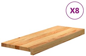 Πατάκια Σκάλας 8 τεμ. Ανοιχτό Καφέ 70x25x2 cm Ξύλο Δρυός - Καφέ