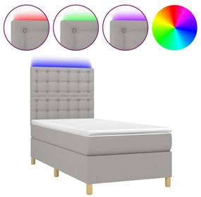 ΚΡΕΒΑΤΙ BOXSPRING ΜΕ ΣΤΡΩΜΑ &amp; LED ΑΝ.ΓΚΡΙ 100X200ΕΚ. ΥΦΑΣΜΑΤΙΝΟ 3135733