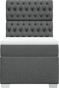 vidaXL Κρεβάτι Boxspring με Στρώμα Σκούρο Γκρι 90x200 εκ. Υφασμάτινο