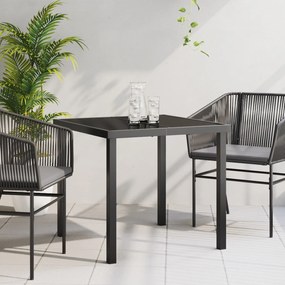 vidaXL Τραπέζι Κήπου Μαύρο 80x80x73 εκ. Λιθοειδές Γυαλί