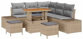 vidaXL Σετ Καναπέ Κήπου με μαξιλάρι 8 pcs Μπεζ Πολυ ράταν