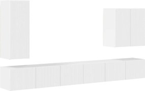 vidaXL Επιτοίχιο 6 pcs Υψηλής γυαλάδας λευκό