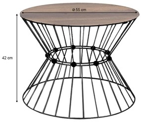 Τραπεζάκι σαλονιού Girene Megapap μεταλλικό - Mdf χρώμα μαύρο - καρυδί Ø55x42εκ.