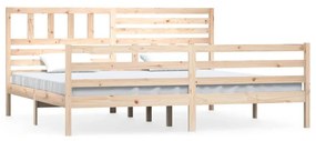 Πλαίσιο Κρεβατιού 180 x 200 εκ. Μασίφ Ξύλο Super King Size - Καφέ