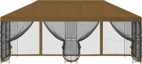 vidaXL Κιόσκι με Πλαϊνές Τοίχους 6 x 3 m Taupe Πολυεστέρας και Χάλυβας
