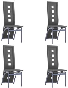 Καρέκλες Τραπεζαρίας 4 τεμ. Γκρι από Συνθετικό Δέρμα