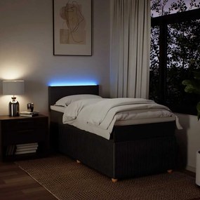 vidaXL Κρεβάτι Boxspring με Στρώμα Σκούρο Καφέ 90x190 εκ. Υφασμάτινο