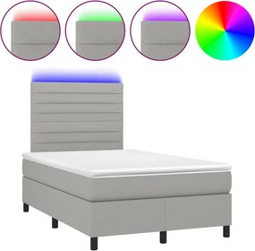 vidaXL Κρεβάτι Boxspring με Στρώμα &amp; LED Αν.Γκρι 120x190εκ. Υφασμάτινο