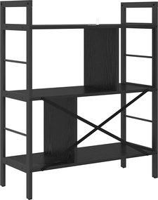 vidaXL Ράφι Βιβλίων Μαύρη Οξυά 75 x 30 x 91 εκ. Επεξεργασμένο ξύλο