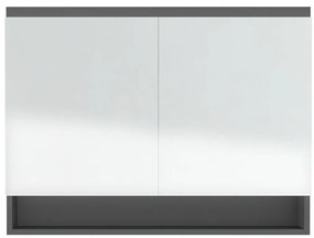 vidaXL Ντουλάπι Μπάνιου με Καθρέφτη 80x15x60 εκ. Γκρι από MDF