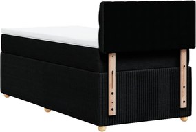vidaXL Κρεβάτι Boxspring με Στρώμα Μαύρο 100 x 200 εκ. Υφασμάτινο