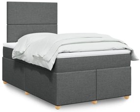 vidaXL Κρεβάτι Boxspring με Στρώμα Σκούρο Γκρι 120x200 εκ. Υφασμάτινο