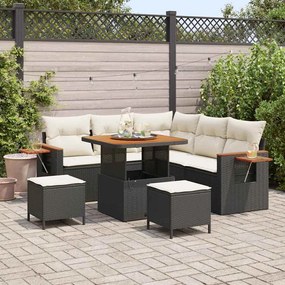 vidaXL Σετ Καναπέ Κήπου 8 pcs Μαύρο και κρεμ 80 x 80 x 71 cm